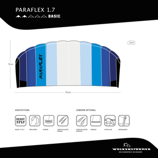 Wolkenstrmer Paraflex Basic 1.7  blau 170 cm 1,0 qm